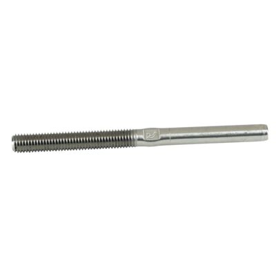 Stainless steel threaded terminals, used to put tension on a wire.