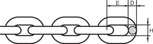 Short link stainless steel AISI 316 chain measurements