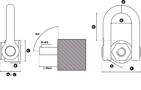 Female Double Swivel Shackle Codipro SS FE DSS blueprint