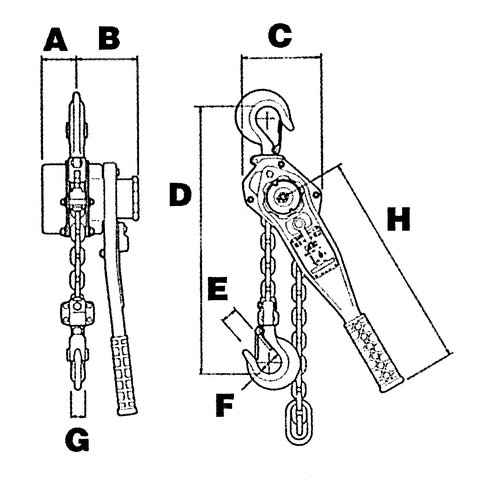 Lever Hoist Elephant YA, drawing