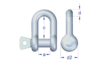 Stainless steel Dee shackle Gunnebo no. 730 blueprint