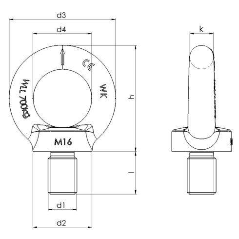 Lifting Eye Bolt DIN 580 drawing