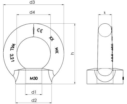 Lifting Eye Nut DIN 582 drawing