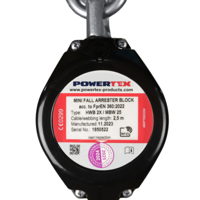 Mini fallskyddsblock med band - POWERTEX MBW25  | © CERTEX Danmark A/S