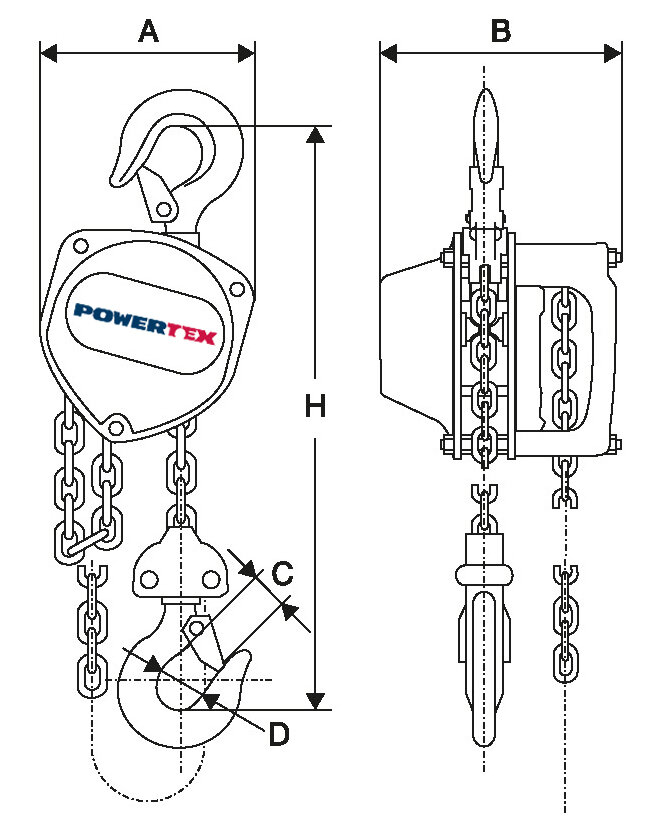 Snabblyftblock POWERTEX Blackline PCB-S2, ritning