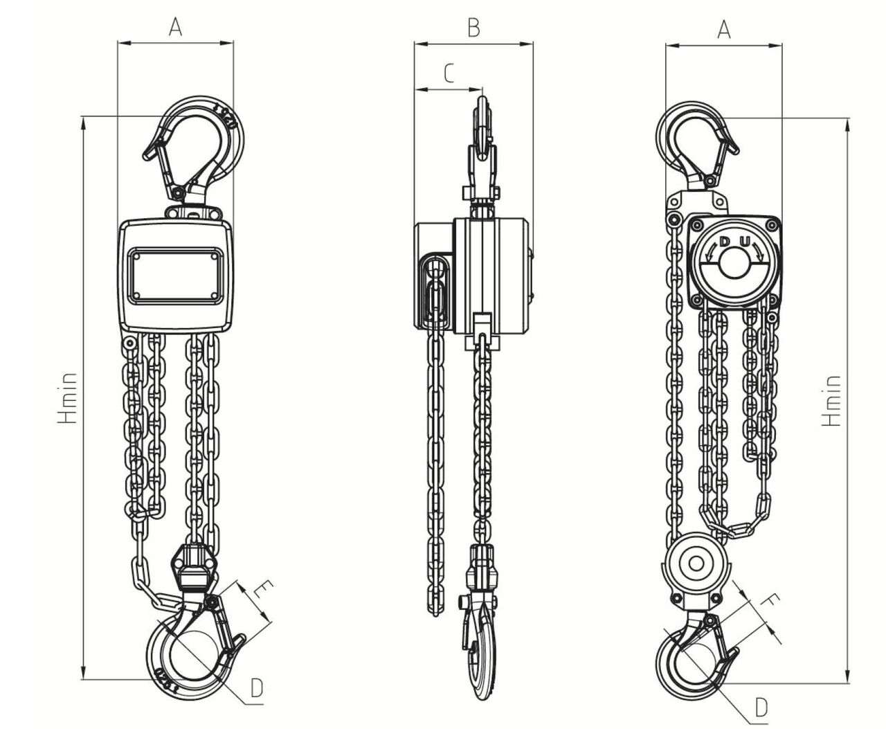Alu chain hoist with overload protection drawing