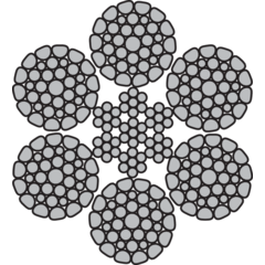 Steel wire rope - 6xK36WS-IWRC Compacted