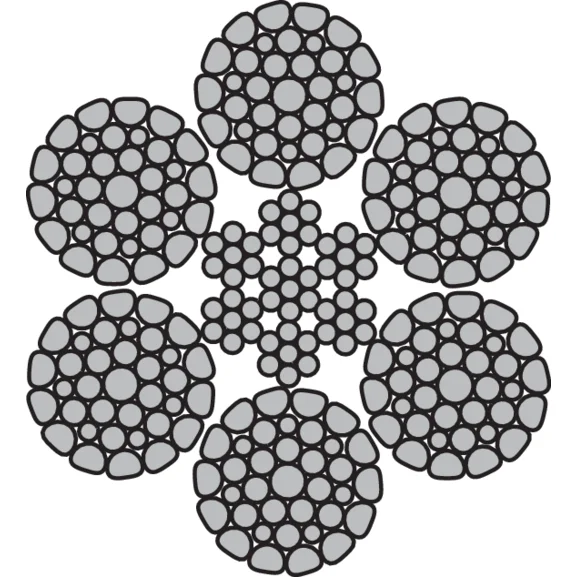 Steel wire rope - 6xK36WS-IWRC Compacted