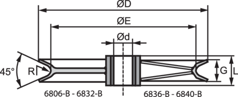 Wire rope sheave 6800-B Bronze bushed measurements