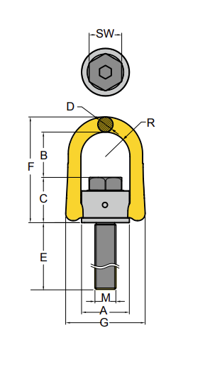 Swivel Hoist Ring 8-231 measurement