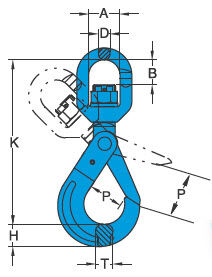 Yoke X-027 Swivel Self Locking Hook measurements